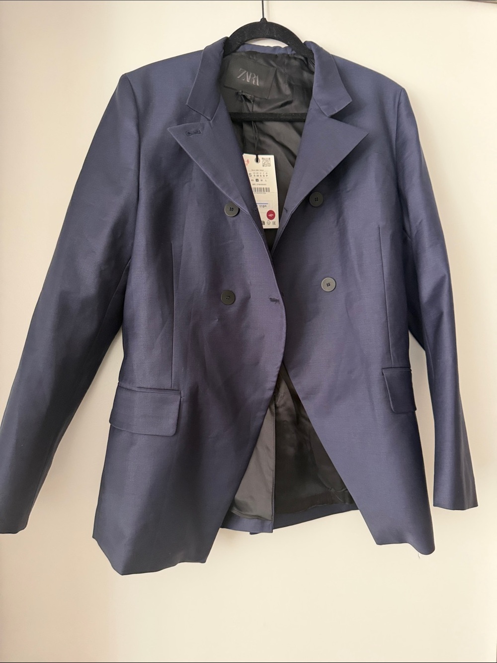 Zara Midnight Blue Double-Breasted Blazer